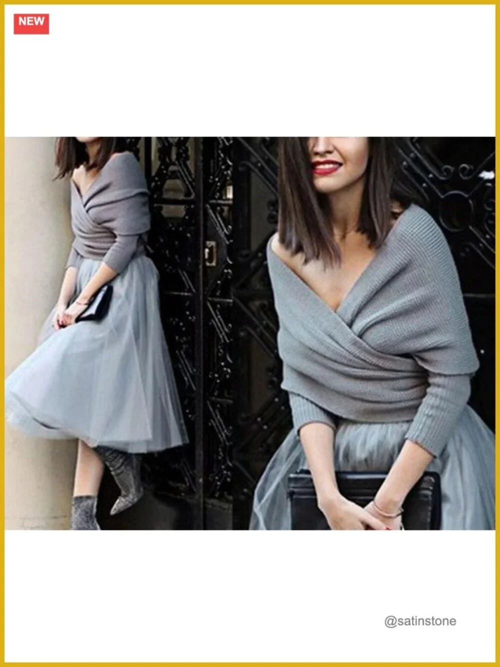 Multifunctional Knitted Scarf with Sleeves Women's Winter Shawl Wrap Sweater